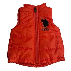 U.S. POLO ASSN. BRIGHT ORANGE VEST U.S. SZ 12 MONTHS EUC